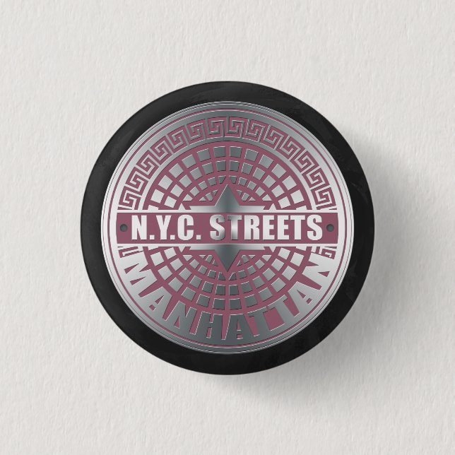 Badge Rond 2,50 Cm Manhole Covers Manhattan (Devant)