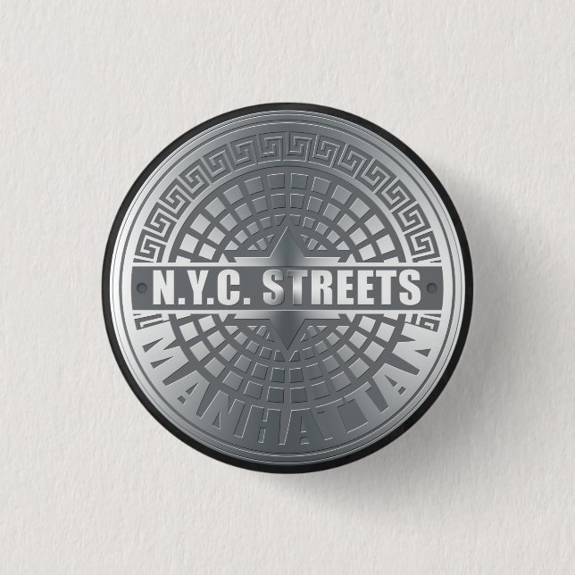 Badge Rond 2,50 Cm Manhole Covers Manhattan (Devant)