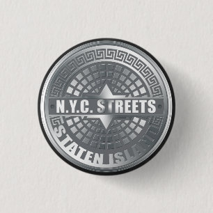 Badge Rond 2,50 Cm Manhole Staten Island Grey