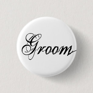 Badge Rond 2,50 Cm Manuscrit grunge de Naughy - noir de marié