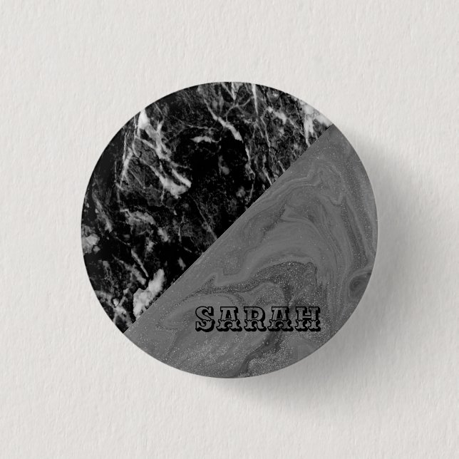 Badge Rond 2,50 Cm Marble noir (Devant)