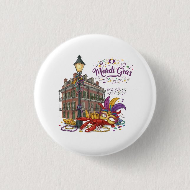 Badge Rond 2,50 Cm Mardi Gras (Devant)