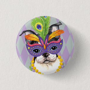 Badge Rond 2,50 Cm Mardi Gras Boston Terrier