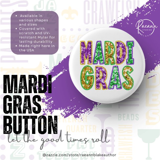 Badge Rond 2,50 Cm Mardi Gras Design Button (Créateur téléchargé)