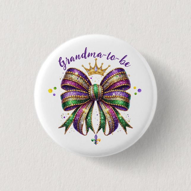 Badge Rond 2,50 Cm Mardi Gras Grandma-to-be (Devant)