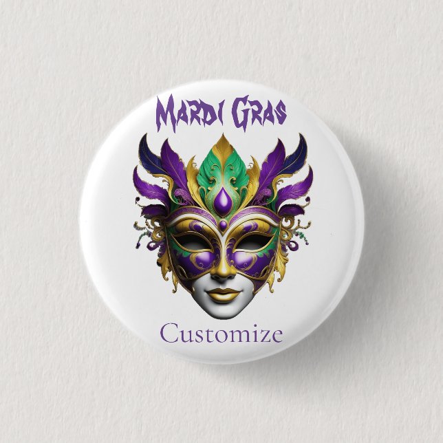Badge Rond 2,50 Cm Mardi Gras Masque Thunder_Cove (Devant)