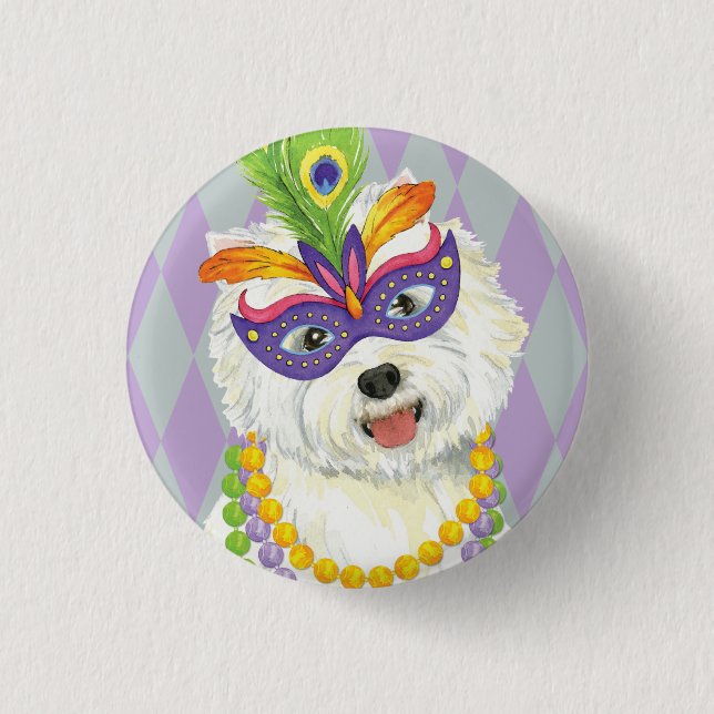 Badge Rond 2,50 Cm Mardi Gras Westie (Devant)