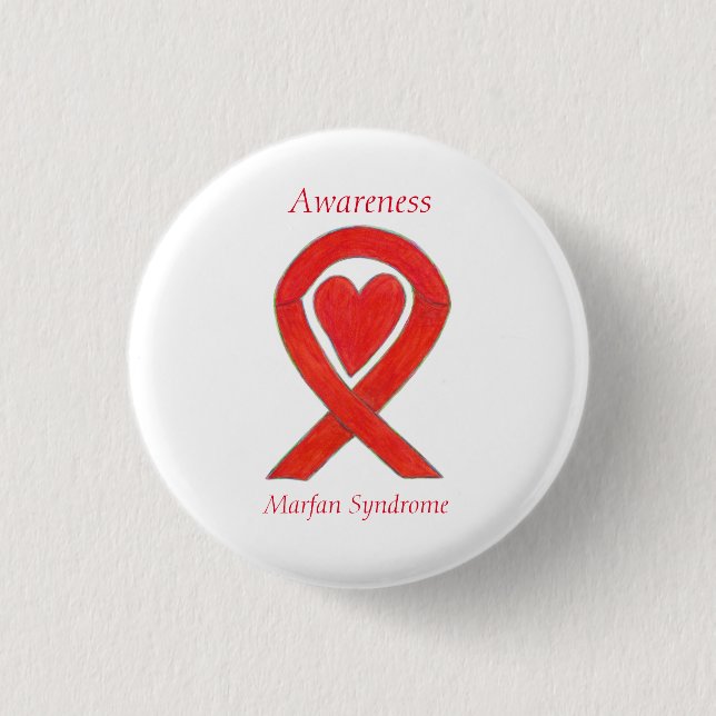 Badge Rond 2,50 Cm Marfan Syndrome Sensibilisation Coeur Ruban Pins P (Devant)