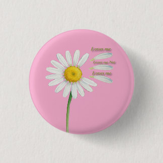 Badge Rond 2,50 Cm Marguerite "Je t'aime, je ne t'aime pas" - Aquarel