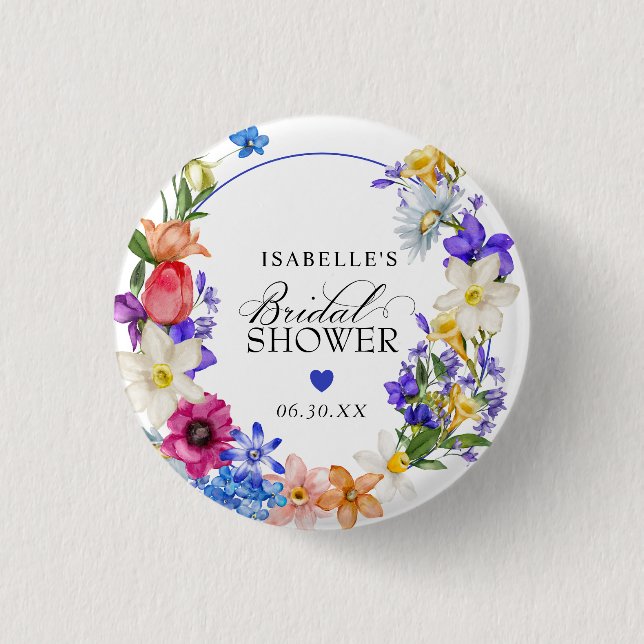 Badge Rond 2,50 Cm Mariage champêtre violet bleu rouge (Devant)