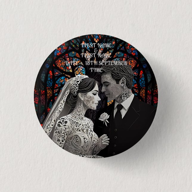 Badge Rond 2,50 Cm Mariage couple idées cadeaux personnalisées (Devant)
