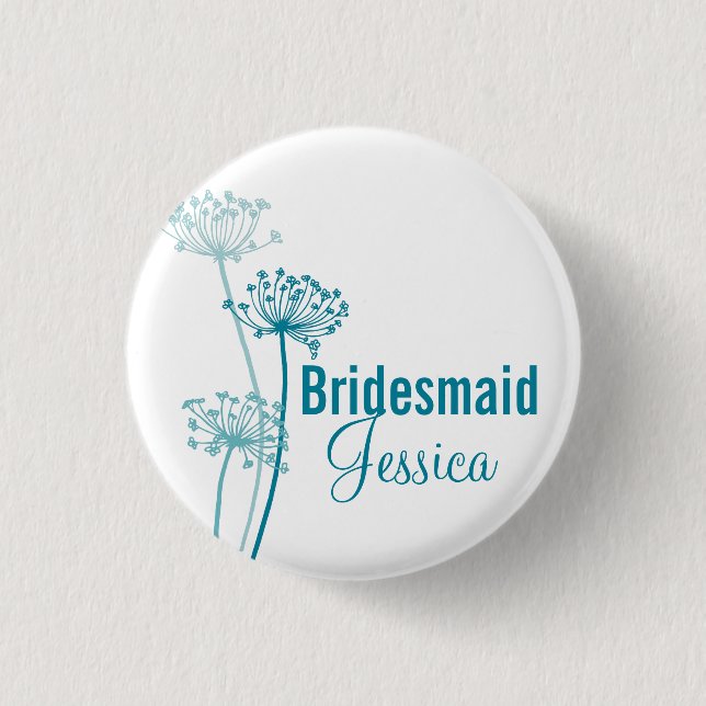 Badge Rond 2,50 Cm Mariage de fleurs moderne Chervil pin / bouton (Devant)