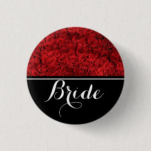 Badge Rond 2,50 Cm Mariage de mariée Red Roses