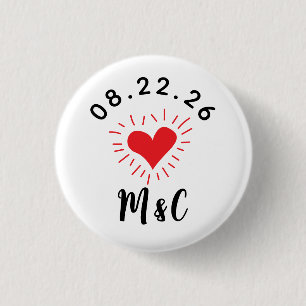 Badge Rond 2,50 Cm Mariage de monogramme cardiaque