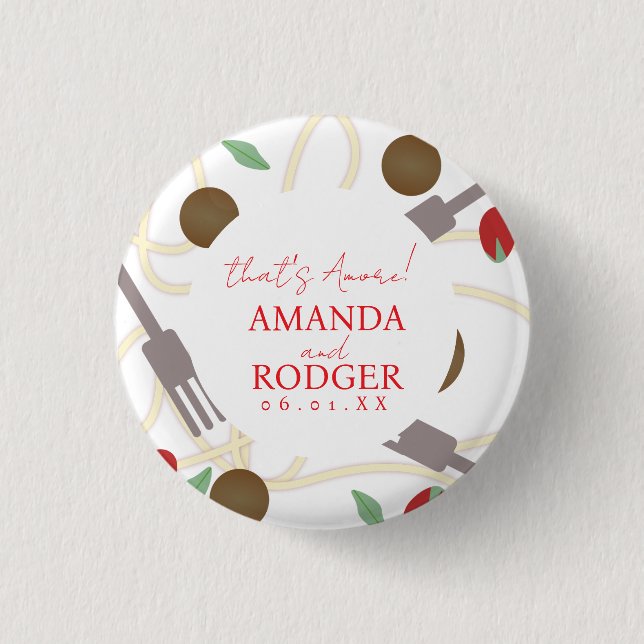 Badge Rond 2,50 Cm Mariage de pâtes italiennes C'est l'amour (Devant)