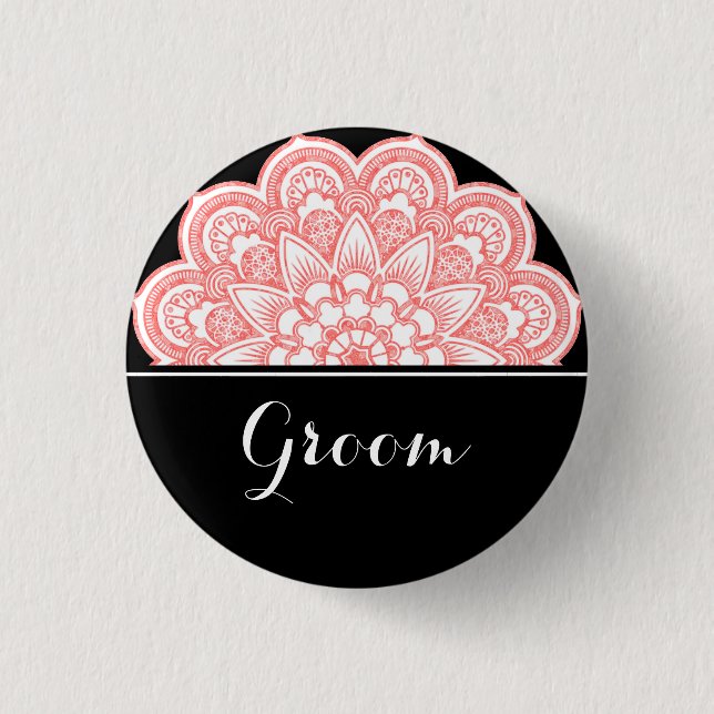 Badge Rond 2,50 Cm Mariage de salle Mandala Art (Devant)