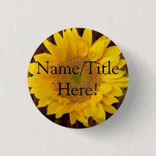 Badge Rond 2,50 Cm Mariage de tournesol Brown jaune fin été