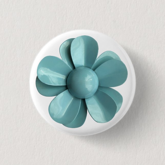 Badge Rond 2,50 Cm Mariage d'été Retro Pale Blue Daisy (Devant)