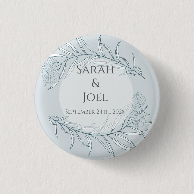 Badge Rond 2,50 Cm Mariage Élégant Bohème Fleur Sauvage (Devant)