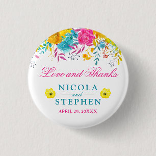 Badge Rond 2,50 Cm Mariage Fleurs d'été aquarelle brillantes