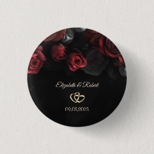 Badge Rond 2,50 Cm Mariage gothique aux roses rouges élégantes