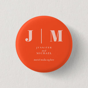 Badge Rond 2,50 Cm Mariage minimaliste tendance simple rose orange