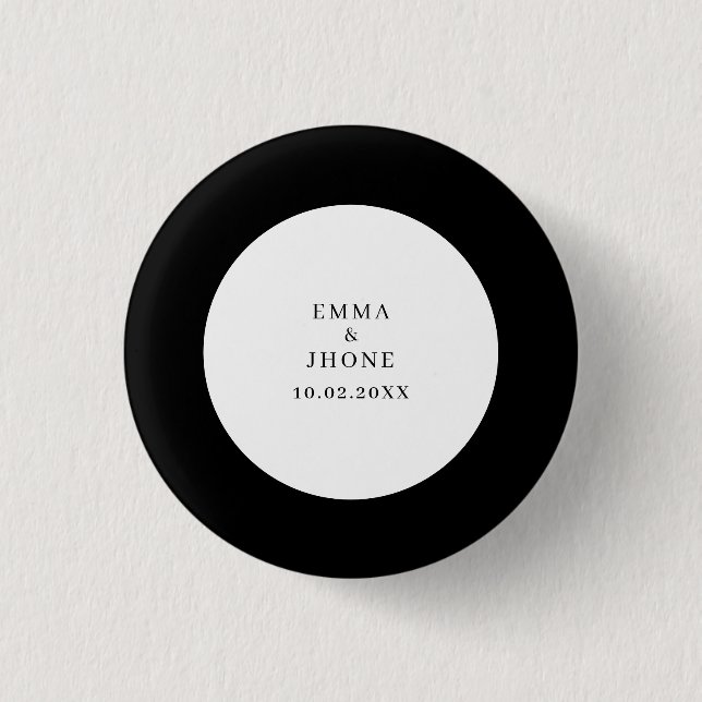 Badge Rond 2,50 Cm Mariage moderne éditorial noir et blanc  (Devant)