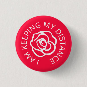 Badge Rond 2,50 Cm Mariage social distance accueil rouge rose