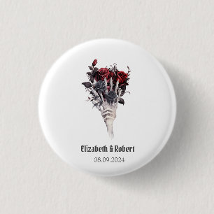 Badge Rond 2,50 Cm Mariage squelette de roses rouges gothiques 