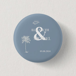 Badge Rond 2,50 Cm Mariage tropical minimaliste Dusty Blue