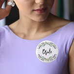 Badge Rond 2,50 Cm Mariage vert de mariée lavande violette eucalyptus<br><div class="desc">Pour que la mariée soit. Un arrière - plan blanc chic. Décoré de lavande,  fleurs de fleurs de violet et de verdure d'eucalyptus aquarellée.</div>