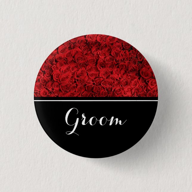 Badge Rond 2,50 Cm Marié épousant les roses rouges (Devant)