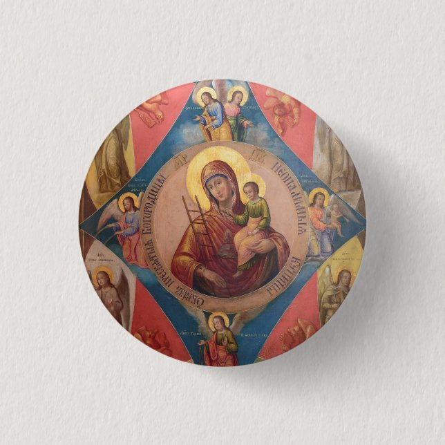 Badge Rond 2,50 Cm Marie, Jésus et les Anges (Devant)
