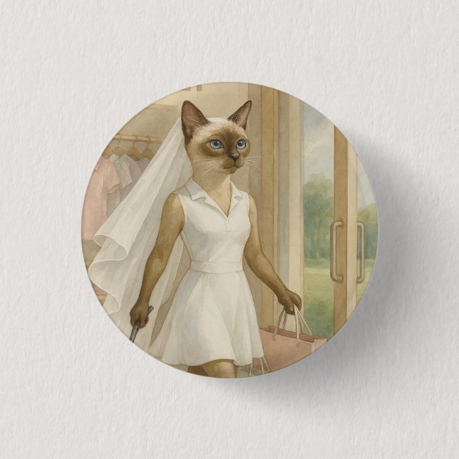 Badge Rond 2,50 Cm Mariée de golf dans une cabine d'essayage (Devant)