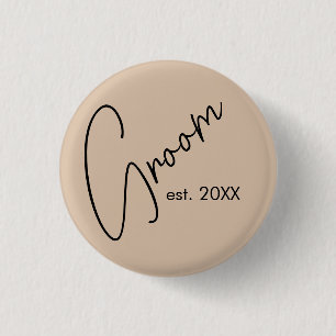 Badge Rond 2,50 Cm Mariée Moderne Écriture beige et noir
