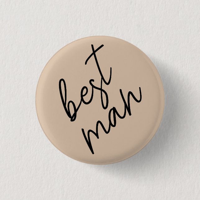 Badge Rond 2,50 Cm Mariée Moderne | Écriture beige et noire (Devant)