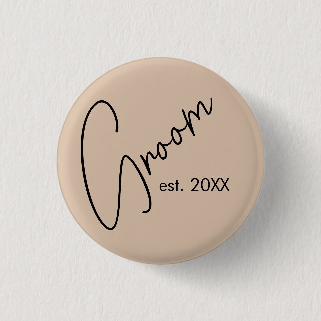 Badge Rond 2,50 Cm Mariée Moderne | Écriture Beige + Noir (Devant)
