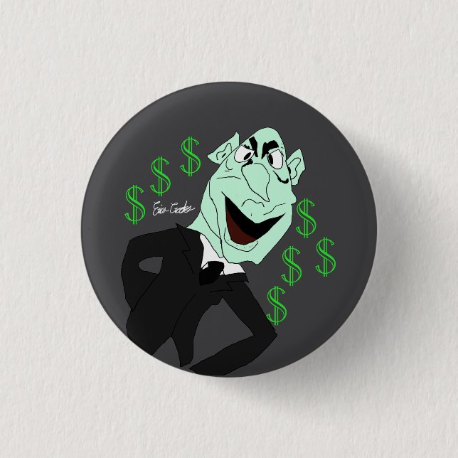 Badge Rond 2,50 Cm marionnette de cadre dirigeant d'entreprise verte (Devant)