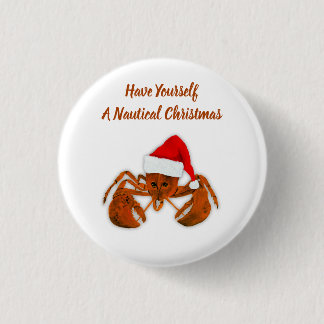 Badge Rond 2,50 Cm Maritime Santa Lobster