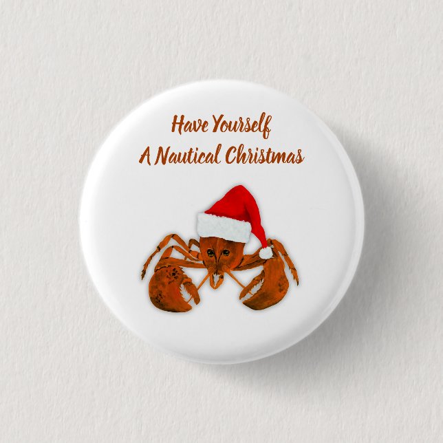 Badge Rond 2,50 Cm Maritime Santa Lobster (Devant)