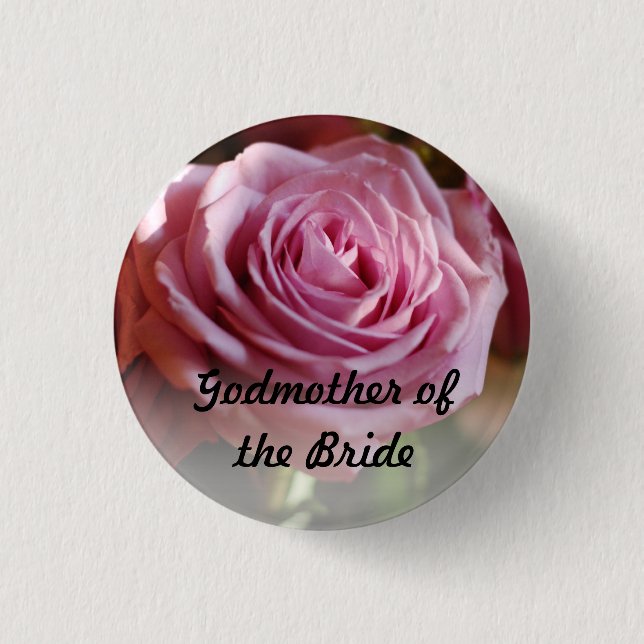 Badge Rond 2,50 Cm Marraine du bouton rose de jeune mariée (Devant)