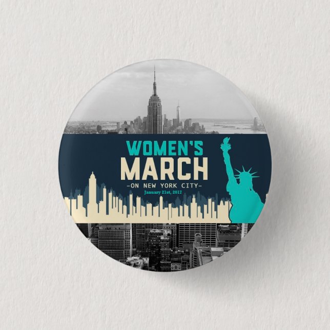 Badge Rond 2,50 Cm Mars des femmes sur NYC (Devant)