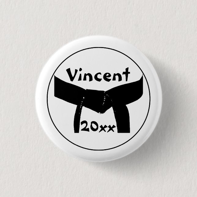 Badge Rond 2,50 Cm Martial Arts Basic Black Belt (Devant)