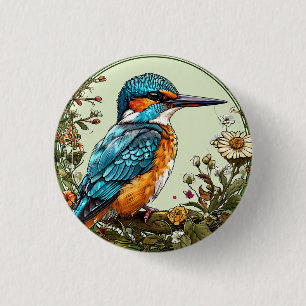 Badge Rond 2,50 Cm Martin-pêcheur vibrant