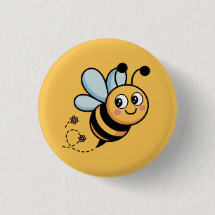 Badge Rond 2,50 Cm Mascotte d'abeille adaptée aux enfants avec une tr