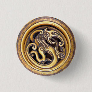 Badge Rond 2,50 Cm Masculine de déco actuelle de Dragon Oriental puis