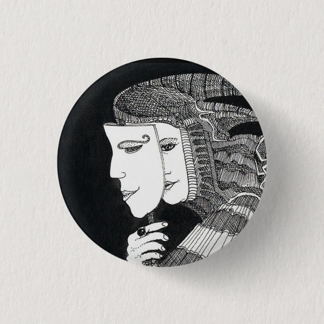 Badge Rond 2,50 Cm Masque 3 Cm Insigne Arrondi (Devant)
