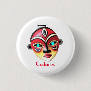 Badge Rond 2,50 Cm Masque de visage de fille africaine Thunder_Cove 