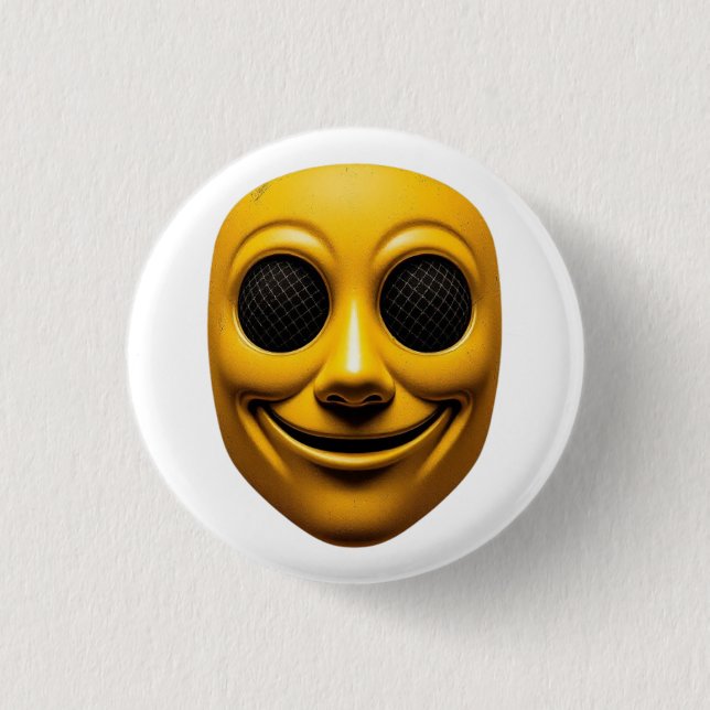 Badge Rond 2,50 Cm Masque souriant jaune (Devant)