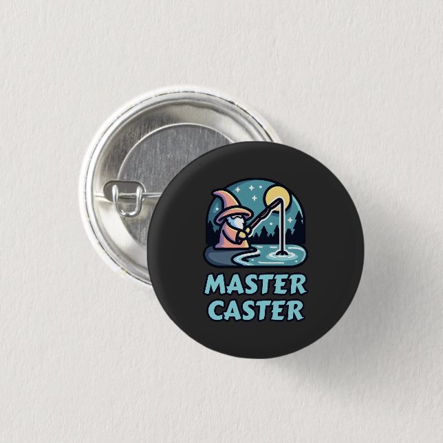 Badge Rond 2,50 Cm Master Caster Imaginaire Fishing (Devant & derrière)